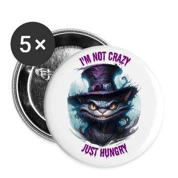 HUNGRIGE GRINSEKATZE - Buttons klein 25 mm (5er Pack) - Weiß - Vorne