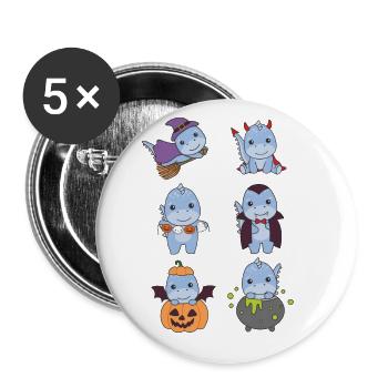 Dino Halloween Devil Pumpkin Vampire Costume - Buttons small 1''/25 mm (5-pack) - white - Front