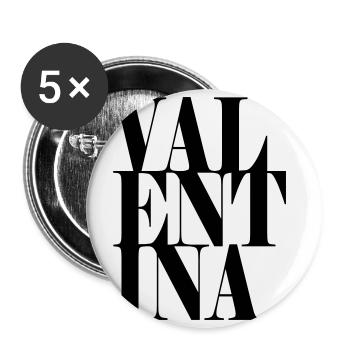 Valentina Nom Prénom Police moderne Word Art - Lot de 5 petits badges (25 mm) - blanc - Devant