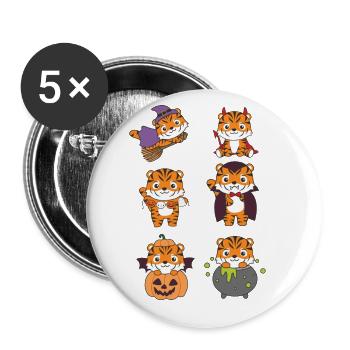 Tiger Halloween Devil Pumpkin Vampier Costume - Buttons small 1''/25 mm (5-pack) - white - Front