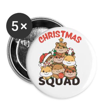 Hamster Christmas Tree Christmas Squad Hamster - Buttons small 1''/25 mm (5-pack) - white - Front
