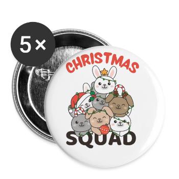 Bunny Christmas Tree Christmas Squad Bunnies - Buttons small 1''/25 mm (5-pack) - white - Front