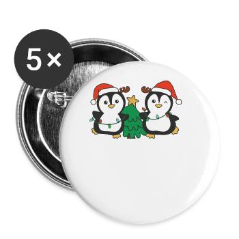 Pinguin Weihnachten Winter Tiere Pinguine - Buttons klein 25 mm (5er Pack) - Weiß - Vorne
