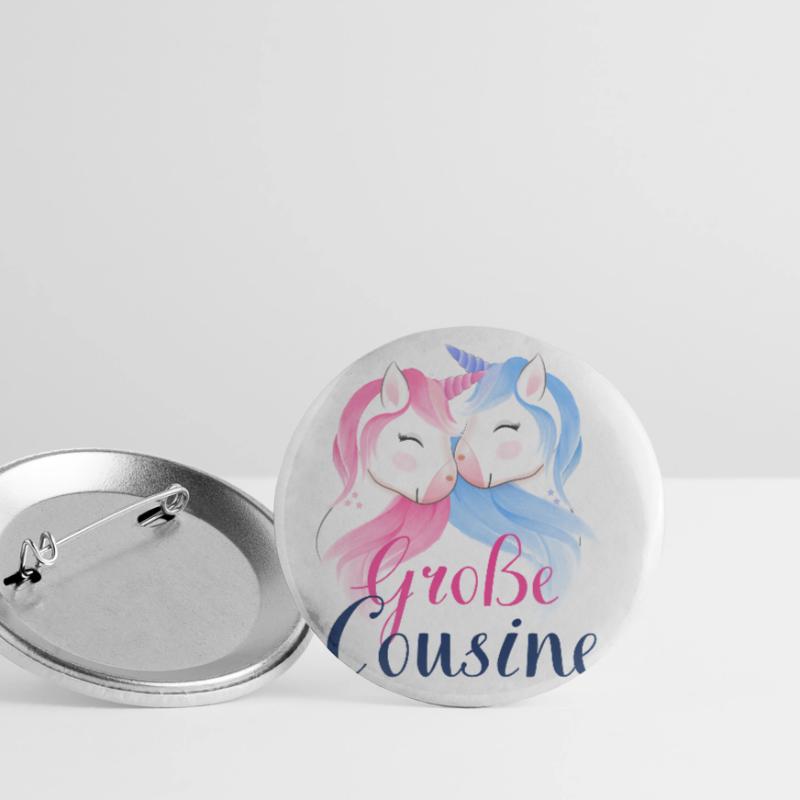 Ich werde große Cousine 2024 Einhorn Loading Süß Buttons klein 25 mm (5er Pack)