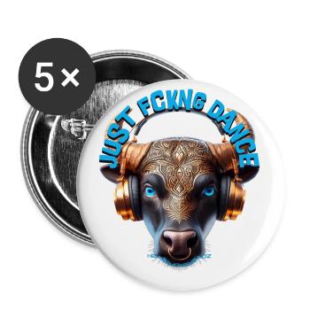 JUST FCKNG DANCE - Cool Cow with Headphones! - Buttons small 1''/25 mm (5-pack) - white - Front