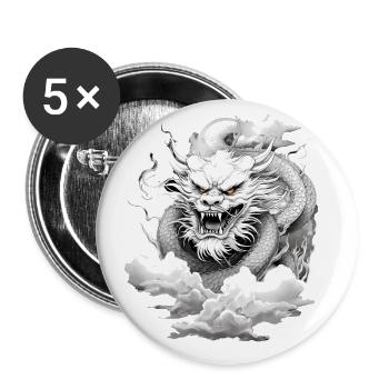 Jahr des Drachen 2024 - Buttons klein 25 mm (5er Pack) - Weiß - Vorne