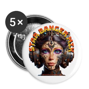 STAR BANGER MIX - Cool Princess with Headphones! - Buttons small 1''/25 mm (5-pack) - white - Front