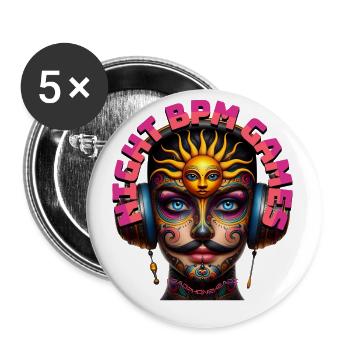 NIGHT BPM GAMES - Cool Human with Headphones! - Buttons small 1''/25 mm (5-pack) - white - Front