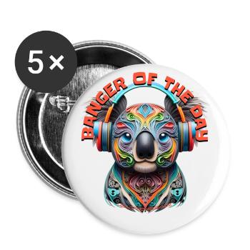 BANGER OF THE DAY – Cute Koala Bear & Headphones! - Buttons small 1''/25 mm (5-pack) - white - Front