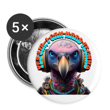 YES SIR I CAN HARD TECHNO - Vulture & Headphones! - Buttons small 1''/25 mm (5-pack) - white - Front