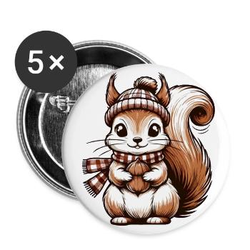 Winterliches süßes Eichhörnchen - Buttons klein 25 mm (5er Pack) - Weiß - Vorne