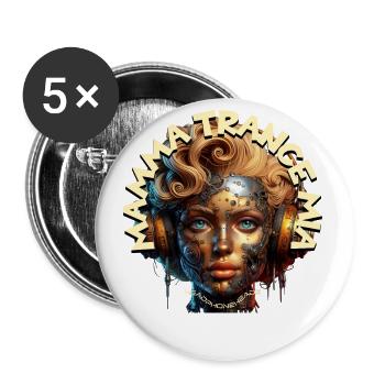 MAMMA TRANCE MIA - Cool Woman with Headphones! - Buttons small 1''/25 mm (5-pack) - white - Front