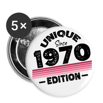Unique depuis les années 1970 édition anniversaire Vintage des années 1970 - Lot de 5 petits badges (25 mm) - blanc - Devant