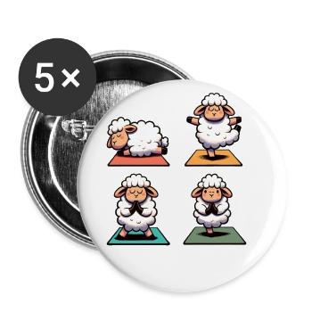 Sheep Yoga süße Schafe machen Sport - Buttons klein 25 mm (5er Pack) - Weiß - Vorne