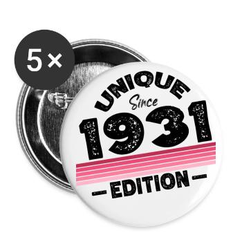 Unique Since 1931 Edition Birthday Vintage 1931 - Buttons small 1''/25 mm (5-pack) - white - Front
