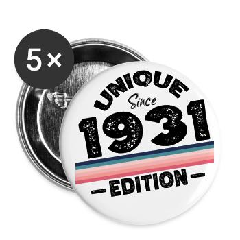 Unique Since 1931 Edition Birthday Vintage 1931 - Buttons small 1''/25 mm (5-pack) - white - Front