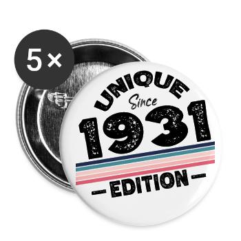 Unique Since 1931 Edition Birthday Vintage 1931 - Buttons small 1''/25 mm (5-pack) - white - Front