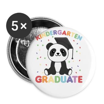 Diplômé de la maternelle pour enfants Panda Graduation - Lot de 5 petits badges (25 mm) - blanc - Devant