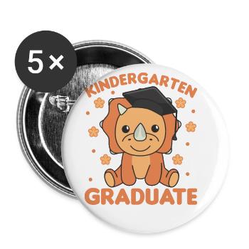 Diplômé de la maternelle pour enfants Triceratops Graduation - Lot de 5 petits badges (25 mm) - blanc - Devant