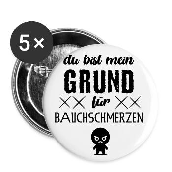 du bist - lustiger Spruch - witziges Shirt - fies - Buttons klein 25 mm (5er Pack) - Weiß - Vorne