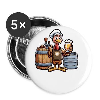 Bier brauen Thanksgiving Truthahn mit Bier - Buttons klein 25 mm (5er Pack) - Weiß - Vorne