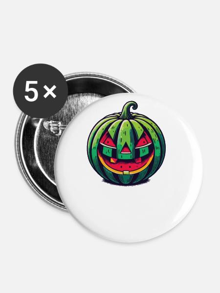 Happy Summerween Sommer Halloween Wassermelone - Buttons klein 25 mm (5er Pack) - Weiß