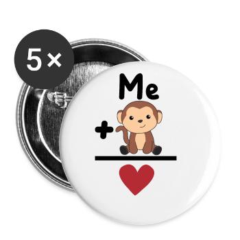 Favorite Animal Monkey Love Heart Monkey - Buttons small 1''/25 mm (5-pack) - white - Front
