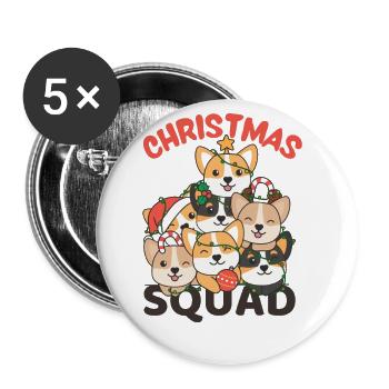 Corgi Christmas Tree Christmas Squad Dogs - Buttons small 1''/25 mm (5-pack) - white - Front