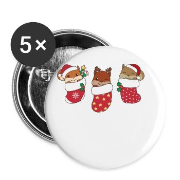 Süße Eichhörnchen in Weihnachtssocke zu - Buttons klein 25 mm (5er Pack) - Weiß - Vorne