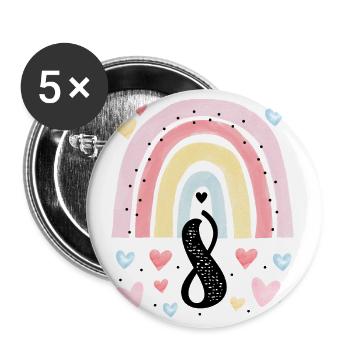 Geburtstag 8 Mädchen Regenbogen Fee Acht 8 Jahre - Buttons klein 25 mm (5er Pack) - Weiß - Vorne