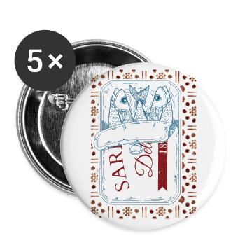 Visuel Vintage Sardines Tendance - Lot de 5 petits badges (25 mm) - blanc - Devant