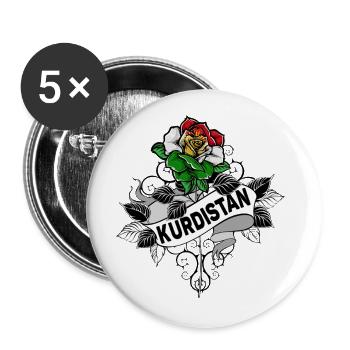 Drapeau du Kurdistan,Kurdistan,Syrie,Irak,Iran,Drapeau - Lot de 5 petits badges (25 mm) - blanc - Devant