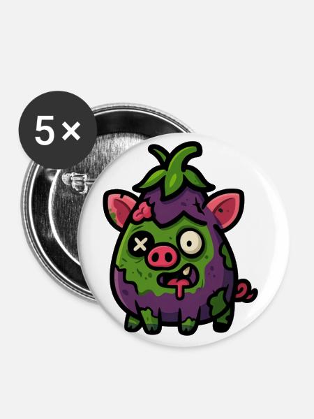 Zombie-Schwein - Buttons klein 25 mm (5er Pack) - Weiß