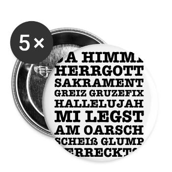 08 Himmi Herrgott Sakrament 1c Bayrisch fluchen - Buttons klein 25 mm (5er Pack) - Weiß - Vorne