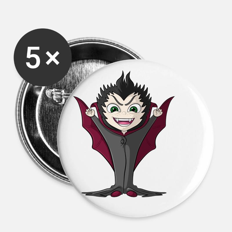 Comic Petit vampire - Lot de 5 petits badges (25 mm) - blanc