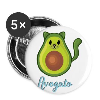 Avogato-Avocado-Katze Lustiger Avocato - Buttons klein 25 mm (5er Pack) - Weiß - Vorne