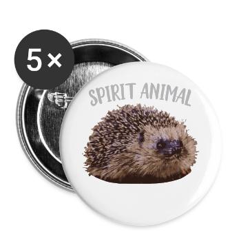 Hedgehog Spirit Animal - Buttons small 1''/25 mm (5-pack) - white - Front