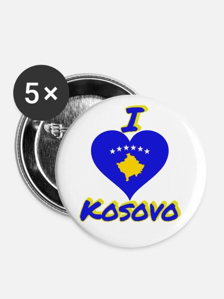 kosovo - Buttons klein 25 mm (5er Pack) - Weiß