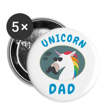 Einhorn-Papa - Buttons klein 25 mm (5er Pack) - Weiß - Vorne