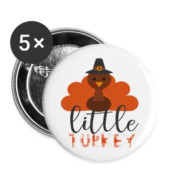 Petite Chemise De Thanksgiving à Turkey - Lot de 5 petits badges (25 mm) - blanc - Devant