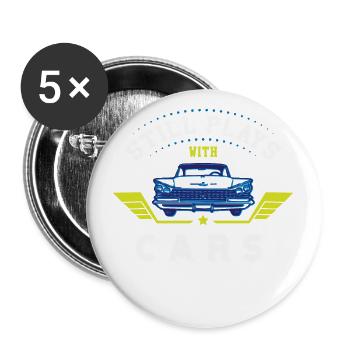 Spielt immer noch mit Autos - Buttons klein 25 mm (5er Pack) - Weiß - Vorne