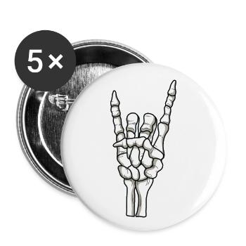 Main squelette - Lot de 5 petits badges (25 mm) - blanc - Devant