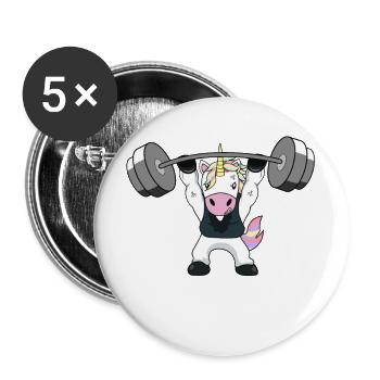Haltérophilie Licorne - Lot de 5 petits badges (25 mm) - blanc - Devant
