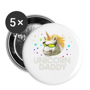 Unicorn Daddy - Buttons small 1''/25 mm (5-pack) - white - Front