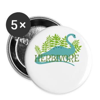 Herbivore Dinosaur Vegan Vegetarian Plant Based Li - Buttons small 1''/25 mm (5-pack) - white - Front