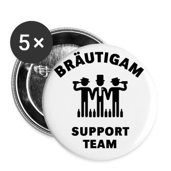 Bräutigam Support Team (JGA / Polterabend) - Buttons klein 25 mm (5er Pack) - Weiß - Vorne
