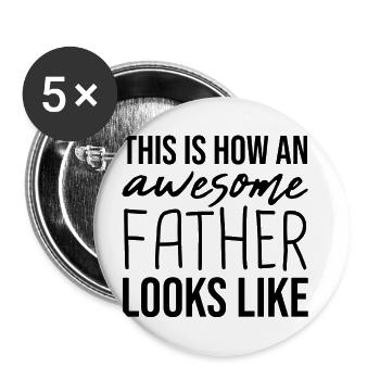 Awesome Father - Toller Vater Papa - schwarz - Buttons klein 25 mm (5er Pack) - Weiß - Vorne