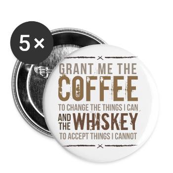 Grant Me The Coffee & The Whiskey Drinking - Buttons small 1''/25 mm (5-pack) - white - Front