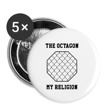 Octagon my religion MMA Mixed Martial Arts Gym BJJ - Buttons small 1''/25 mm (5-pack) - white - Front
