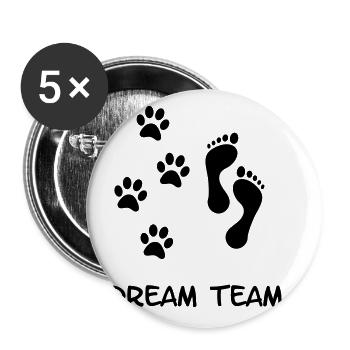 Ton chien et toi l’équipe de rêve. Chien ami - Lot de 5 petits badges (25 mm) - blanc - Devant